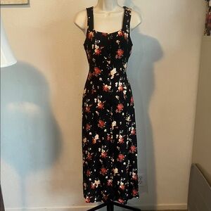 Workshop Republic Clothing Black Floral Midi Dress